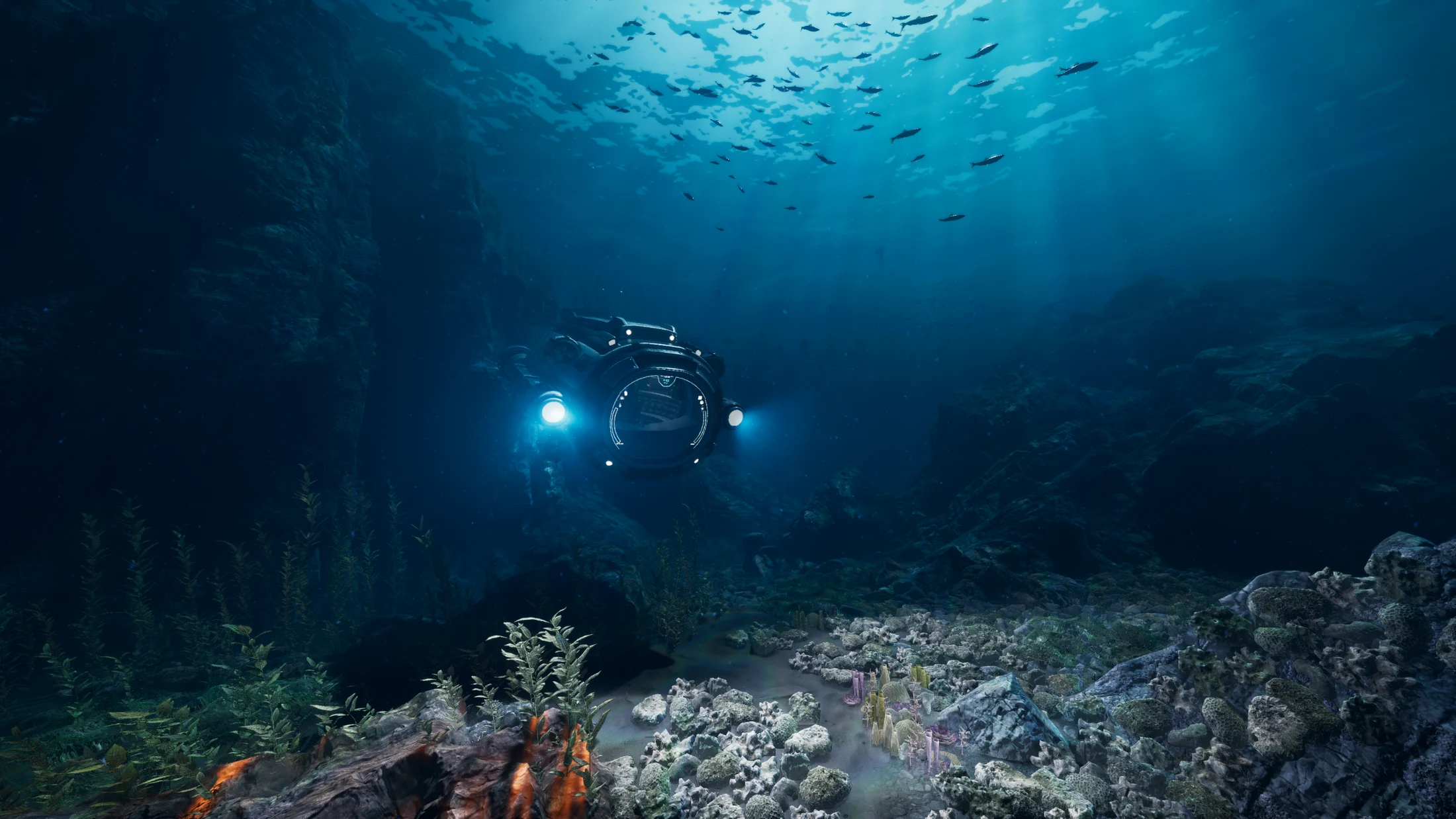 A submersible in the underwater world of DepthWake